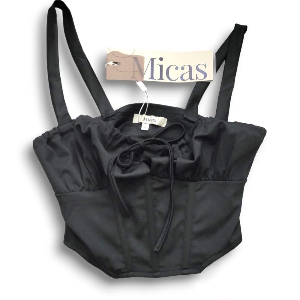 NWT Micas Black Bustier Crop Top